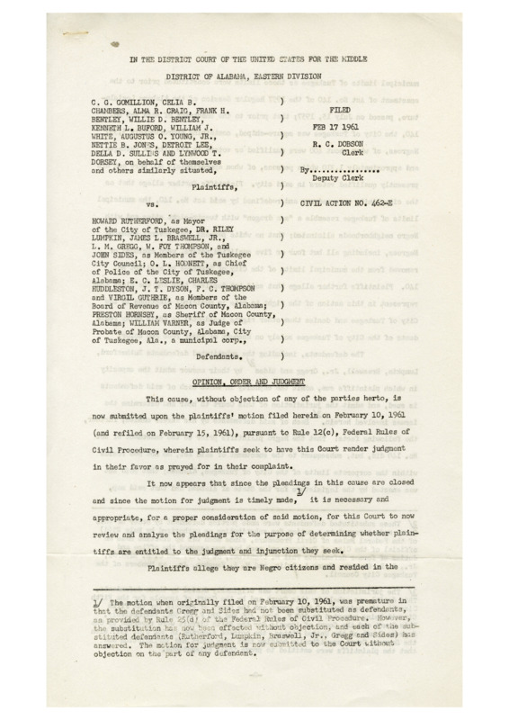 Gomillion v. Lightfoot: The Tuskegee Civic Association's Legal Battle